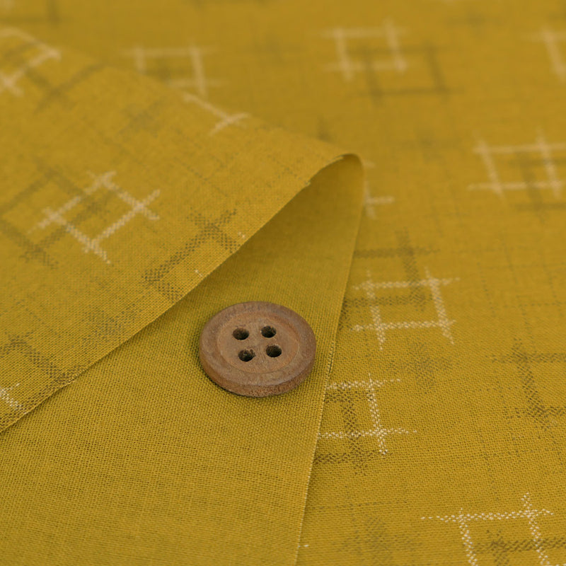 Japanese Ikat Igasuri Style Motif - Mustard Yellow (Length) 1=0.25yard