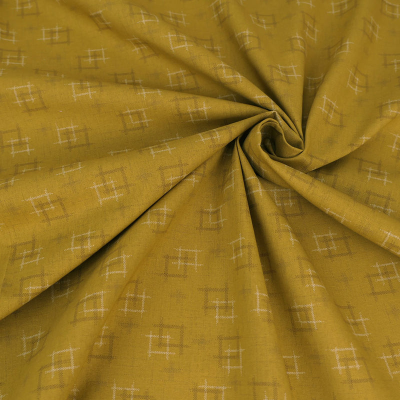 Japanese Ikat Igasuri Style Motif - Mustard Yellow (Length) 1=0.25yard