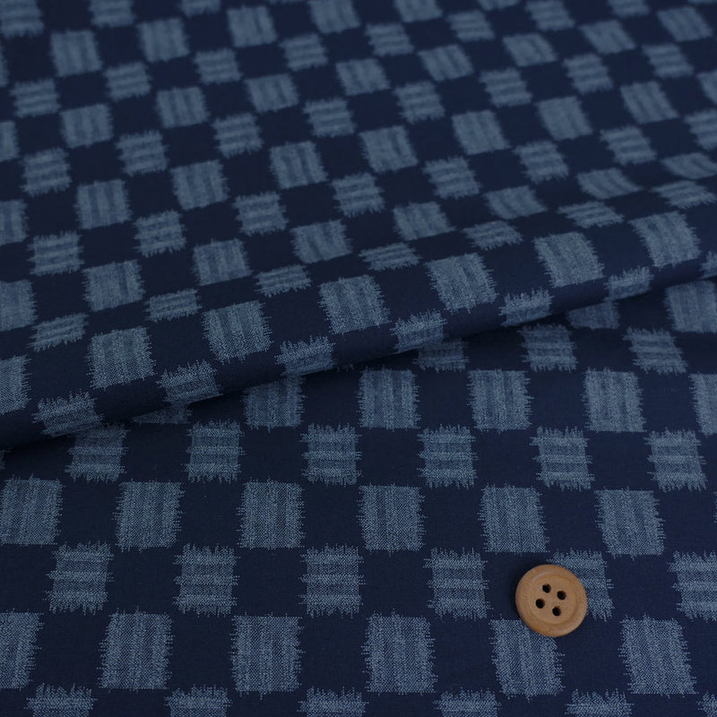 Japanese Ikat-Style Kasuri Checker (Length) 1=0.25yard