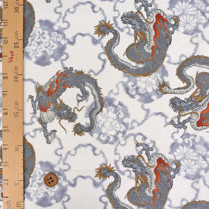 Round Dragon on Snow Ring Pattern - Natural (Length) 1＝0.25yard