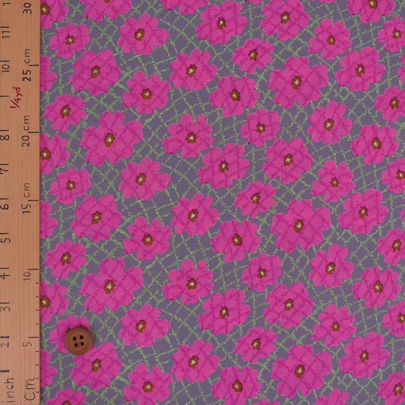 Cotton - Scattered Flower Lattice Pattern - Pink (Length) 1=0.25yard