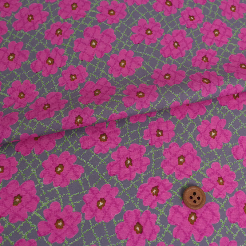 Cotton - Scattered Flower Lattice Pattern - Pink (Length) 1=0.25yard
