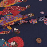 Maiko Girls on a Walk - Navy (Length) 1＝0.25yard