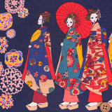Maiko Girls on a Walk - Navy (Length) 1＝0.25yard