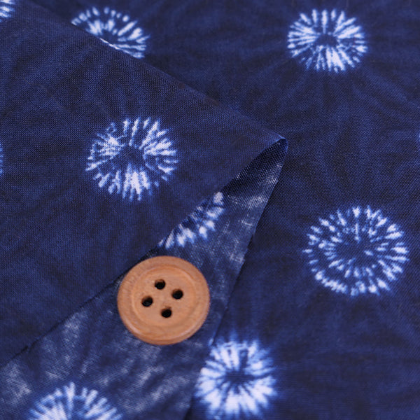 Shibori-Style Cotton – Chrysanthemum Circle Pattern - Indigo (Length) 1=0.25yard