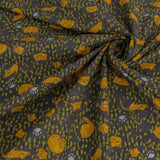 Cotton – Cats on a Dotted Background, Khaki Gray (Length) 1＝0.25yard