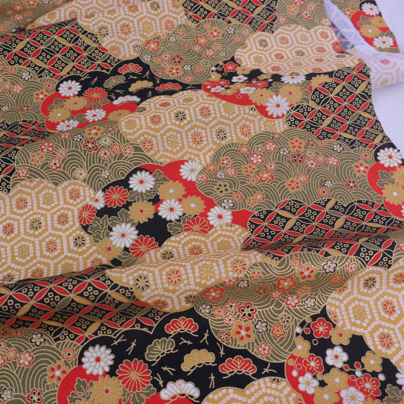 Patterned Clouds Fusion - Black (Length) 1＝0.25yard