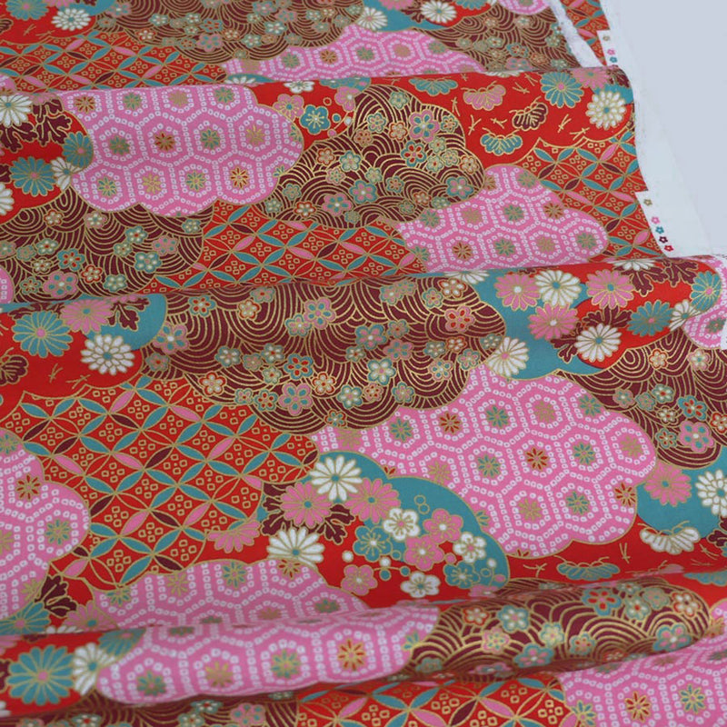 Patterned Clouds Fusion - Red (Length) 1＝0.25yard