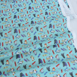 Cotton – Skateboarding Cats, Mint Blue (Length) 1＝0.25yard