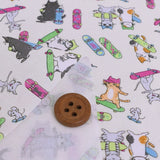 Cotton – Skateboarding Cats, Ivory (Length) 1＝0.25yard