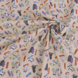 Cotton – Skateboarding Cats, Light Beige (Length) 1＝0.25yard