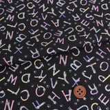 Cotton – Cat Alphabet, Black (Length) 1＝0.25yard