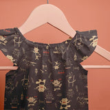 Cotton – Cat Restaurant, Soft Black (Length) 1＝0.25yard