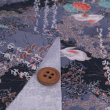 Japanese Cotton – Rabbits and Wildflowers, Gray (Length) 1＝0.25yard