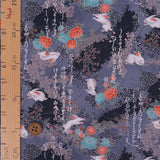 Japanese Cotton – Rabbits and Wildflowers, Gray (Length) 1＝0.25yard