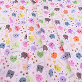 Cotton – Colorful Cat Faces, White (Length) 1＝0.25yard