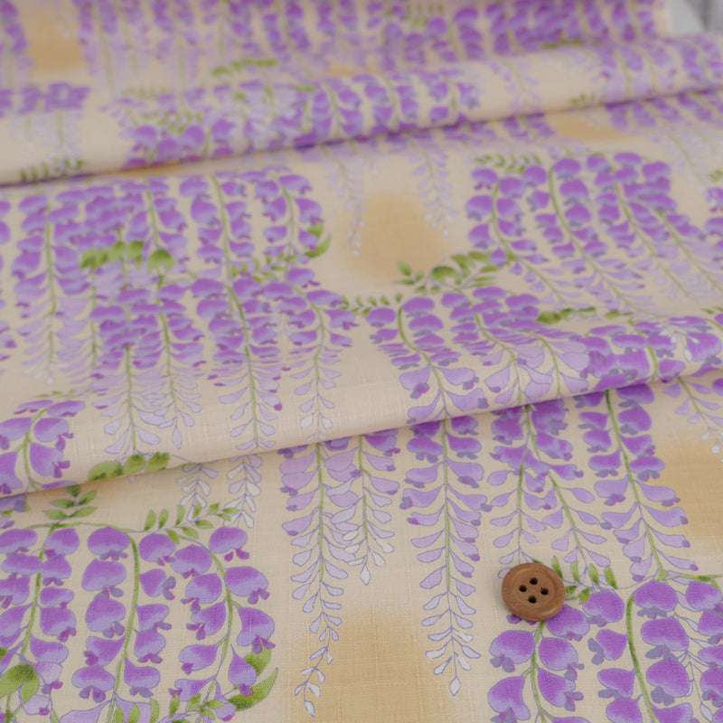 Wisteria Blossom Cotton Fabric – Ivory Beige (Length) 1＝0.25yard