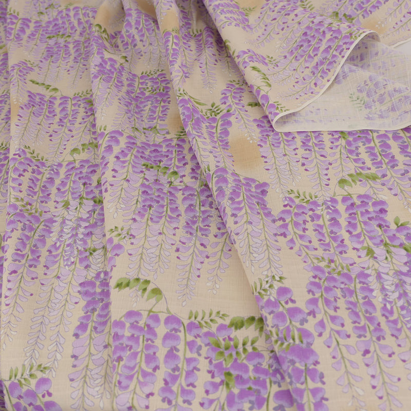 Wisteria Blossom Cotton Fabric – Ivory Beige (Length) 1＝0.25yard