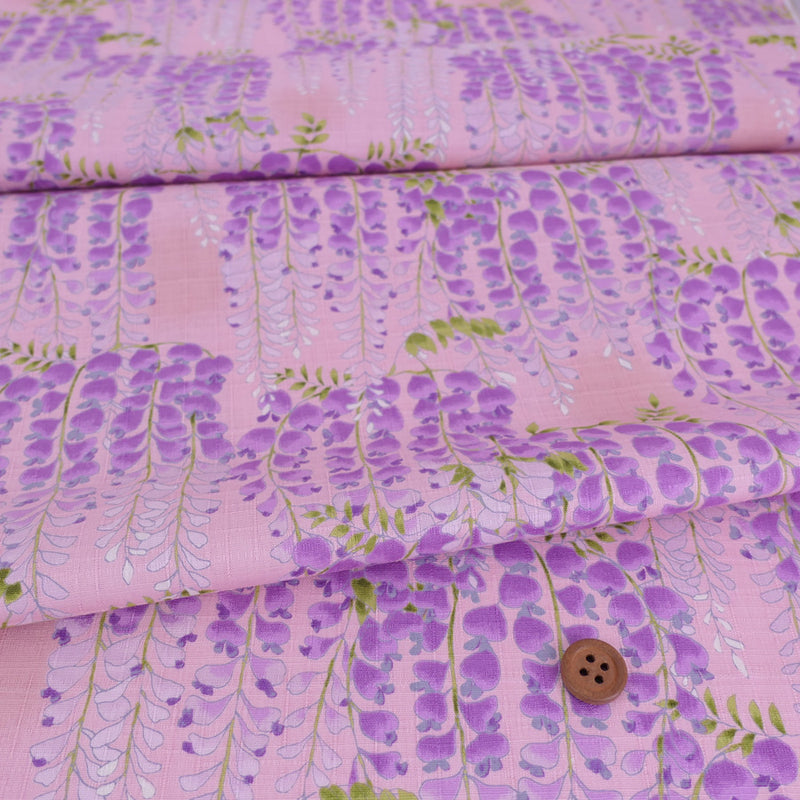 Wisteria Blossom Cotton Fabric – Pink (Length) 1＝0.25yard
