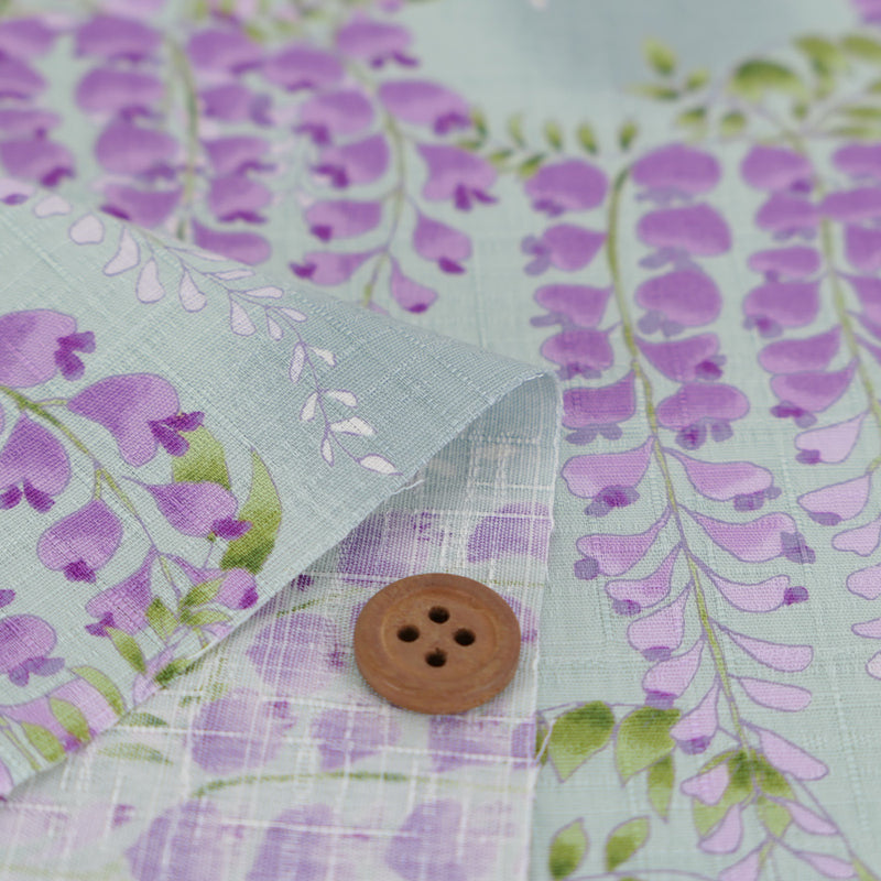 Wisteria Blossom Cotton Fabric – Mint Green (Length) 1＝0.25yard