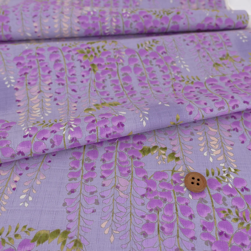 Wisteria Blossom Cotton Fabric – Lavender (Length) 1＝0.25yard