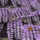 Wisteria Blossom Cotton Fabric – Black (Length) 1＝0.25yard