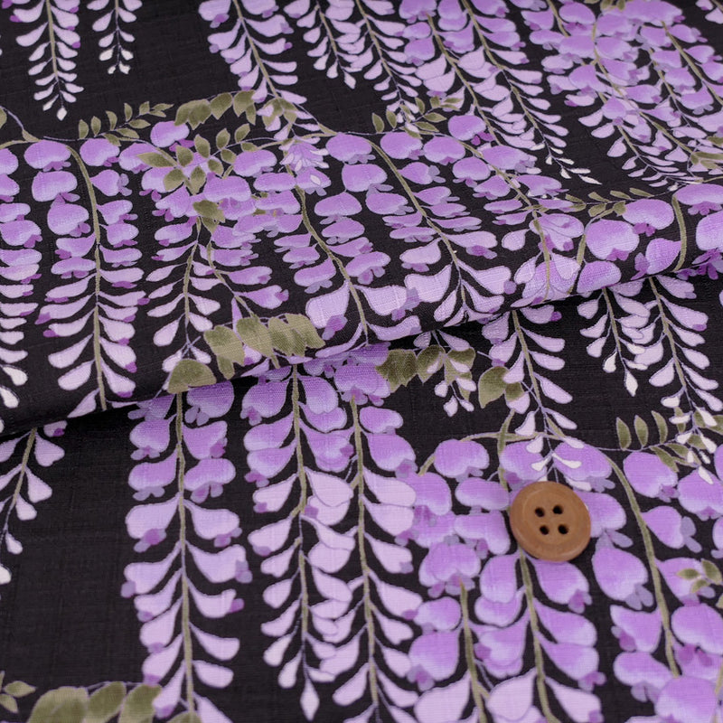Wisteria Blossom Cotton Fabric – Black (Length) 1＝0.25yard