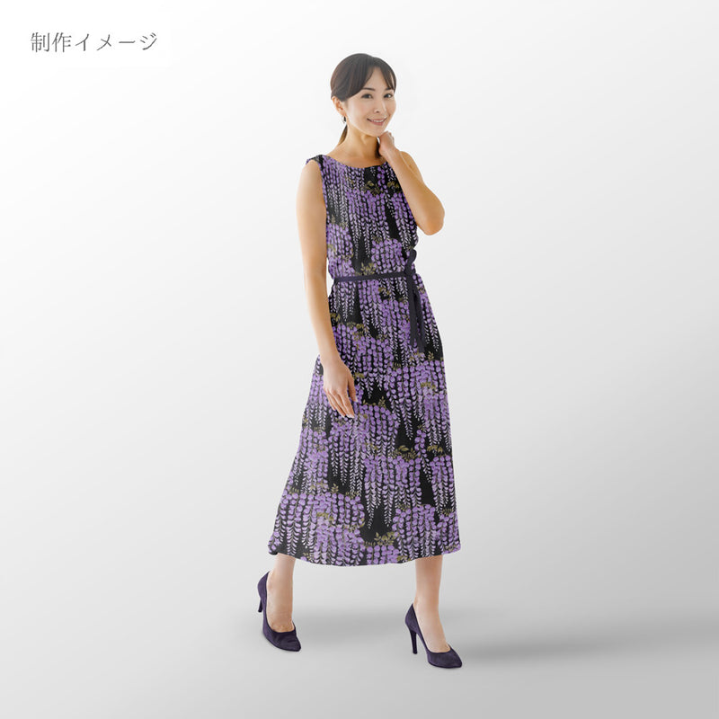 Wisteria Blossom Cotton Fabric – Black (Length) 1＝0.25yard