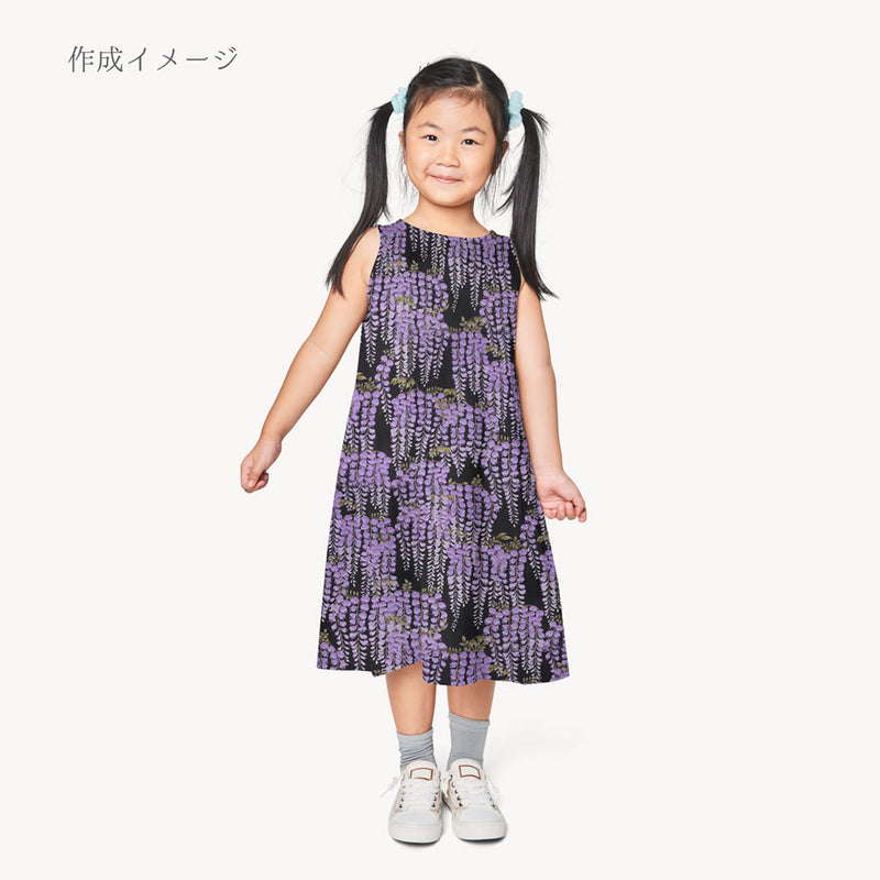 Wisteria Blossom Cotton Fabric – Black (Length) 1＝0.25yard