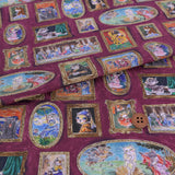 Cotton – Cats in a Masterpiece Art Gallery, Burgundy (Length) 1＝0.25yard