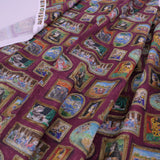 Cotton – Cats in a Masterpiece Art Gallery, Burgundy (Length) 1＝0.25yard