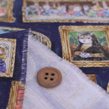 Cotton – Cats in a Masterpiece Art Gallery, Navy (Length) 1＝0.25yard