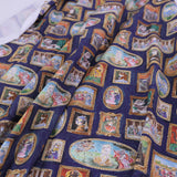 Cotton – Cats in a Masterpiece Art Gallery, Navy (Length) 1＝0.25yard