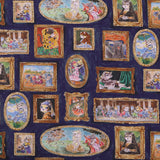 Cotton – Cats in a Masterpiece Art Gallery, Navy (Length) 1＝0.25yard