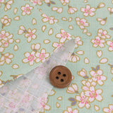 Cotton – Scattered Cherry Blossoms, Pale Spring Green (Length) 1=0.25yard