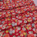 Japanese Cotton – Colorful Chrysanthemums, Red (Length) 1＝0.25yard
