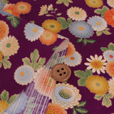 Japanese Cotton – Colorful Chrysanthemums, Purple (Length) 1＝0.25yard