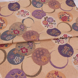 Japanese Cotton – Kasuri-Style Floral Rings, Beige (Length) 1＝0.25yard
