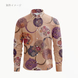 Japanese Cotton – Kasuri-Style Floral Rings, Beige (Length) 1＝0.25yard