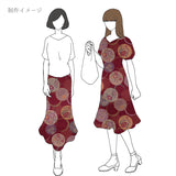 Japanese Cotton – Kasuri-Style Floral Rings, Deep Burgundy (Length) 1＝0.25yard
