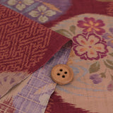 Japanese Cotton – Kasuri-Style Floral Rings, Deep Burgundy (Length) 1＝0.25yard