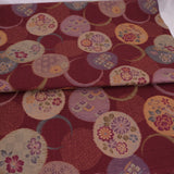Japanese Cotton – Kasuri-Style Floral Rings, Deep Burgundy (Length) 1＝0.25yard