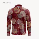 Japanese Cotton – Kasuri-Style Floral Rings, Deep Burgundy (Length) 1＝0.25yard