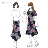 Japanese Cotton – Kasuri-Style Floral Rings, Deep Navy (Length) 1＝0.25yard