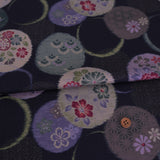 Japanese Cotton – Kasuri-Style Floral Rings, Deep Navy (Length) 1＝0.25yard