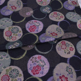 Japanese Cotton – Kasuri-Style Floral Rings, Deep Navy (Length) 1＝0.25yard