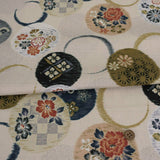 Japanese Cotton – Kasuri-Style Floral Rings, Dusty Ivory (Length) 1＝0.25yard