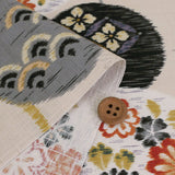 Japanese Cotton – Kasuri-Style Floral Rings, Dusty Ivory (Length) 1＝0.25yard