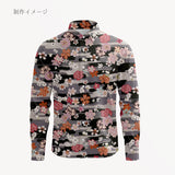 Cotton – Cherry Blossoms and Misty Cloud Bands, Black (Length) 1=0.25yard