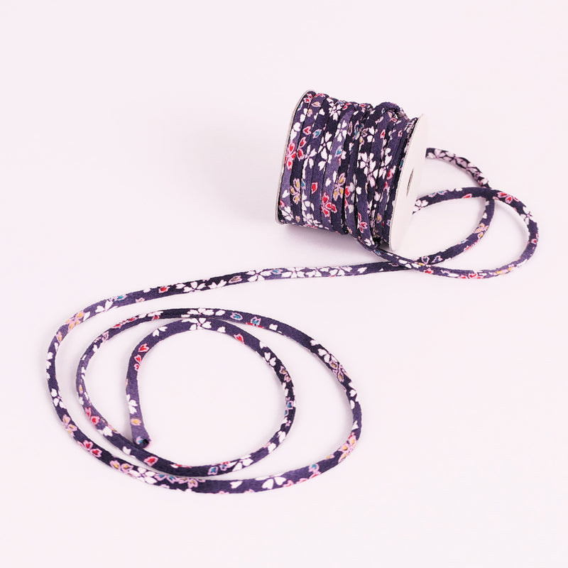 Chirimen Fabric Cord - 1/9in Tiny Sakura Dreams Purple (Quantity) 1＝1yard